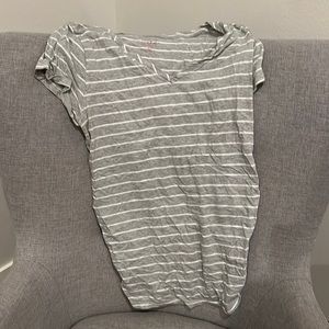 Gray striped maternity shirt